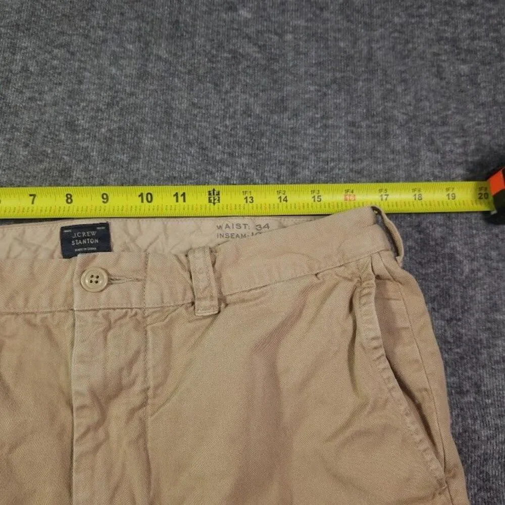 J.Crew Stanton Chino Shorts Mens 34 Khaki Tan 10.5
